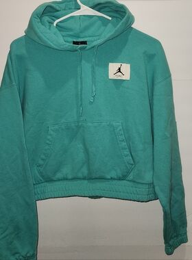 Jordan Teal Cropped Hoodie Sweatshirt